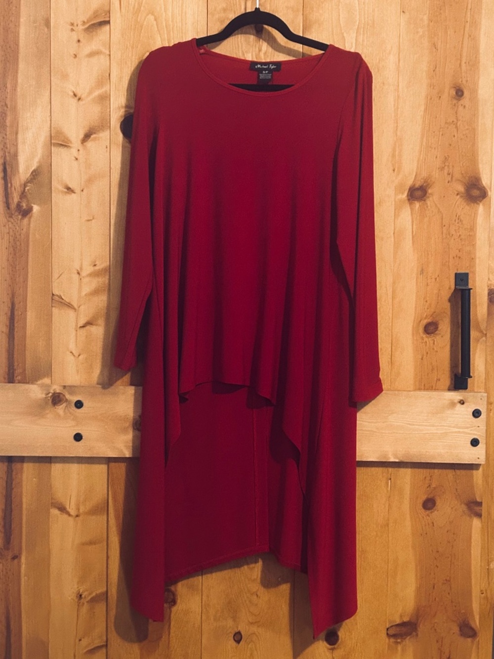 Michael Tyler Red High-Low Knit Tunic